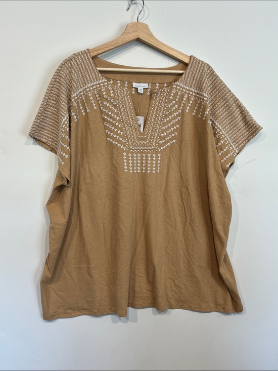 J. Jill Tops - NEW J. Jill Pure Jill Elements Embroidered Shirt in Tan Size 3X